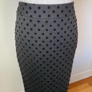 White House Black Market- Polka Dot Grey and Black midi skirt
